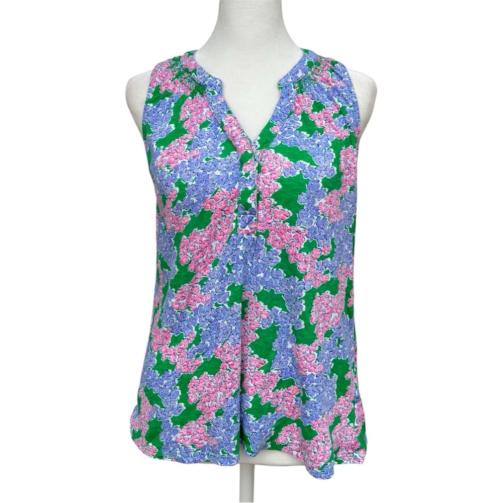 Crown & Ivy Hydrangea Floral Popover Cotton Sleeveless Top